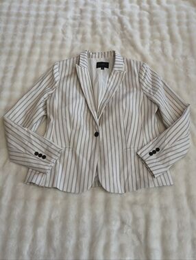 Banana Republic Classic Fit Belen White & Navy Stripe Blazer Size 14